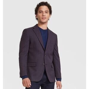 Tommy Hilfiger Men's Purple Check Conrad Modern-Fit Formal Suit Blazer Size 36R